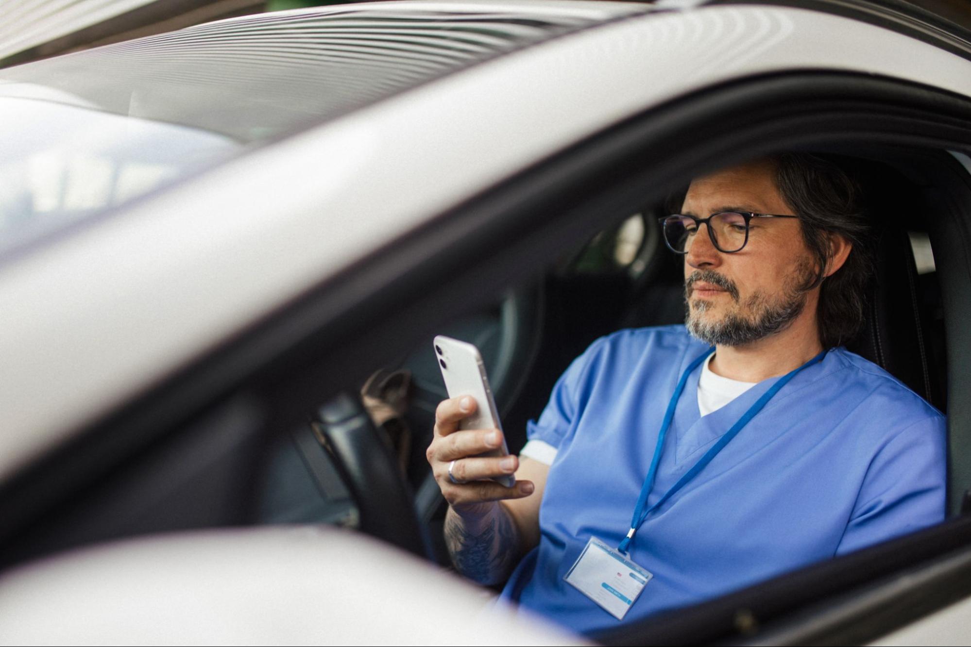 Man inside a car
